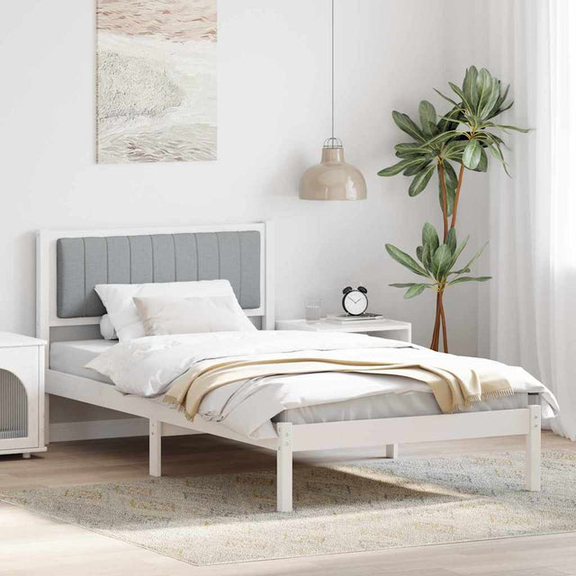 Vidaxl bedframe met gevoerd hoofdgedeelte lichtgrijs 100 x 200 cm