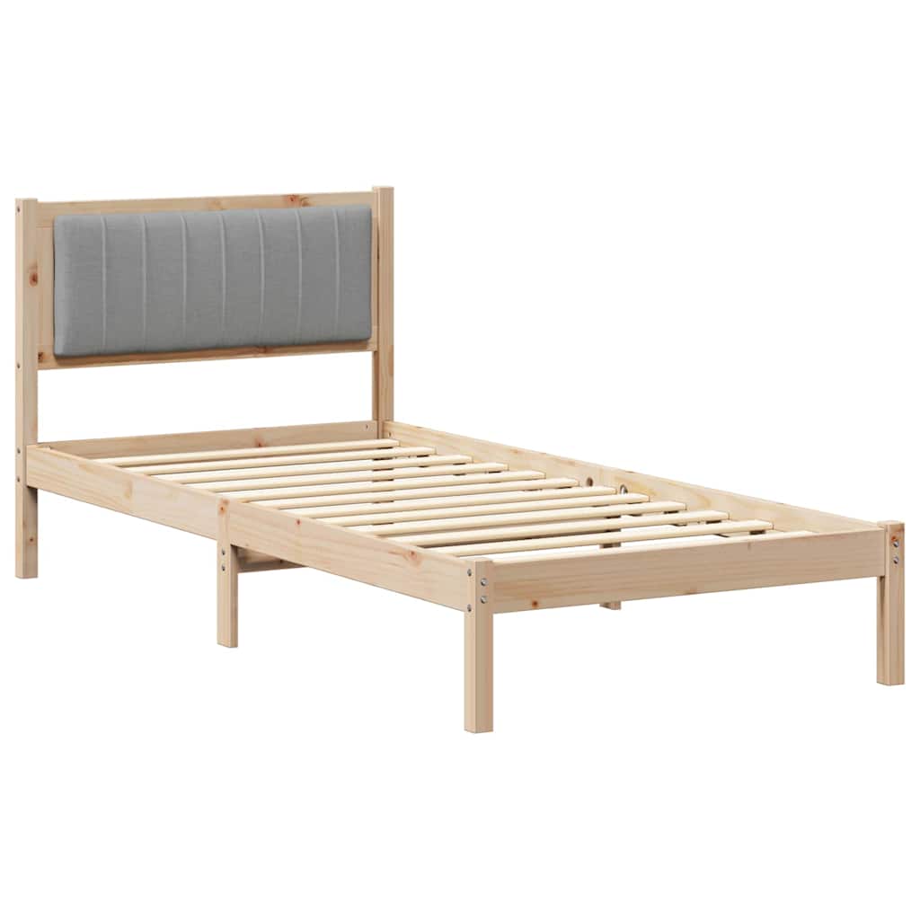 Vidaxl bedframe met gevoerd hoofdgedeelte lichtgrijs 90 x 200 cm