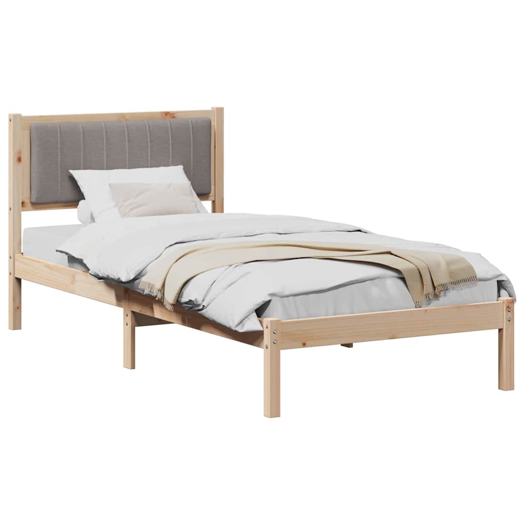 Vidaxl bedframe met gevoerd hoofdgedeelte taupe 90 x 200 cm