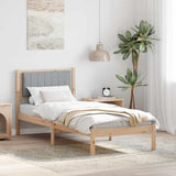 Vidaxl bedframe met gevoerd hoofdgedeelte lichtgrijs 80 x 200 cm