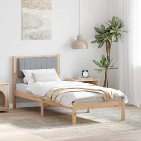 Vidaxl bedframe met gevoerd hoofdgedeelte lichtgrijs 80 x 200 cm