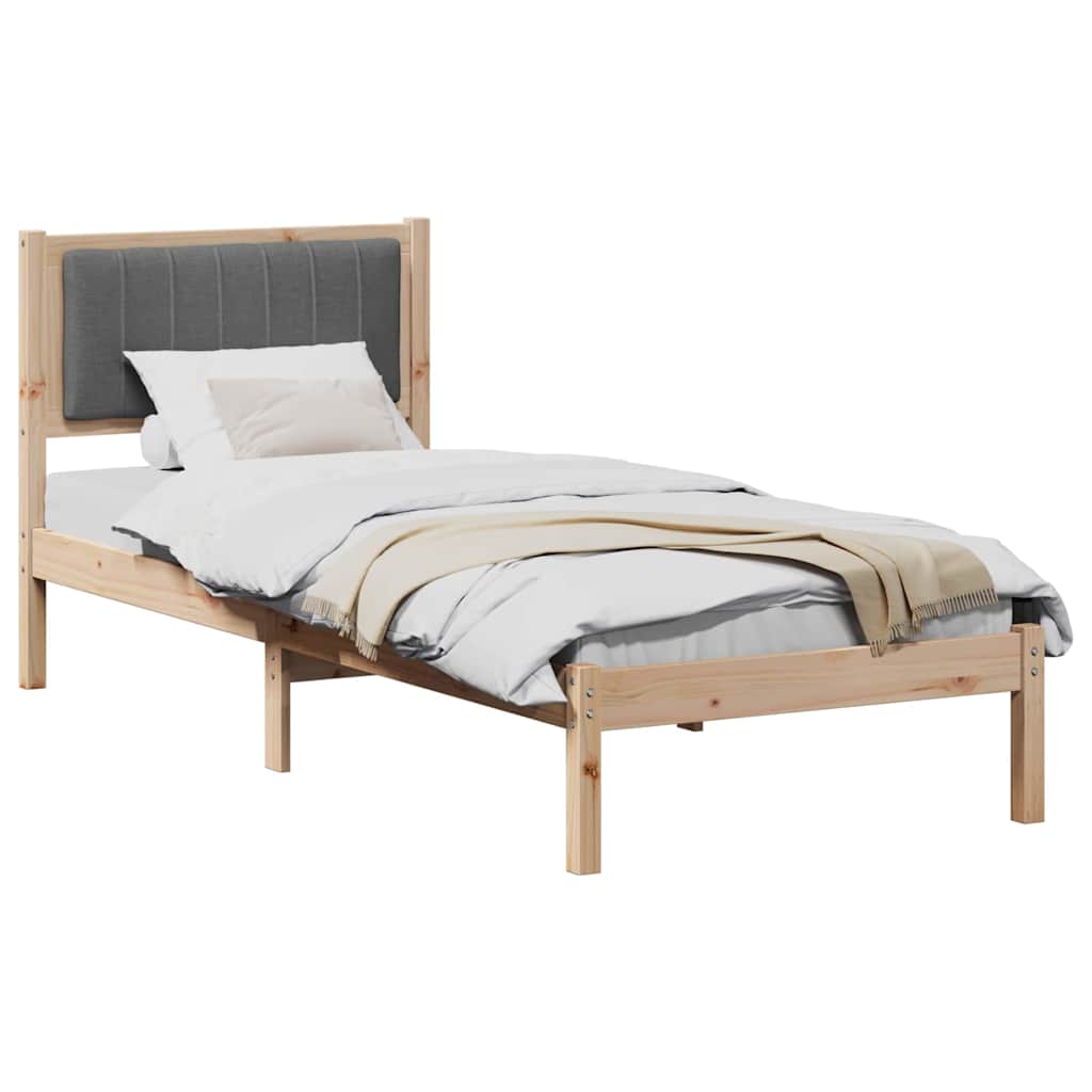 Vidaxl bedframe met gevoerd hoofdgedeelte donkergrijs 80 x 200 cm