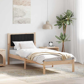 Vidaxl bedframe met gevoerd hoofdgedeelte zwart 80 x 200 cm