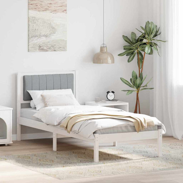 Vidaxl bedframe met gevoerd hoofdgedeelte lichtgrijs 80 x 200 cm