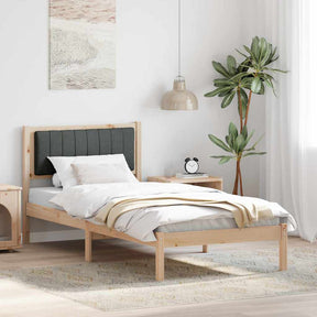 Vidaxl bedframe met gevoerd hoofdgedeelte donkergrijs 90 x 190 cm