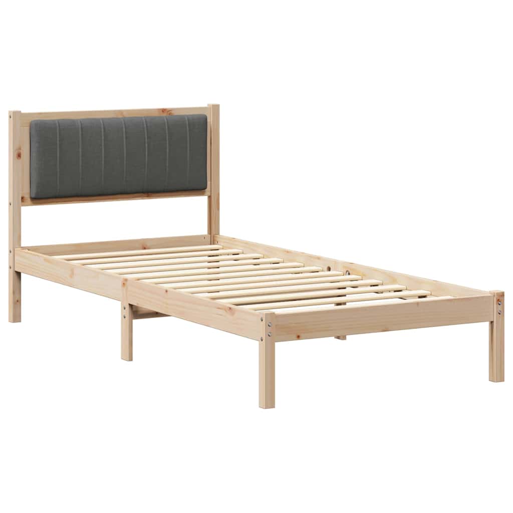Vidaxl bedframe met gevoerd hoofdgedeelte donkergrijs 90 x 190 cm