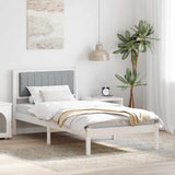 Vidaxl bedframe met gevoerd hoofdgedeelte lichtgrijs 90 x 190 cm
