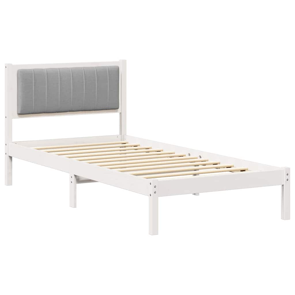 Vidaxl bedframe met gevoerd hoofdgedeelte lichtgrijs 90 x 190 cm