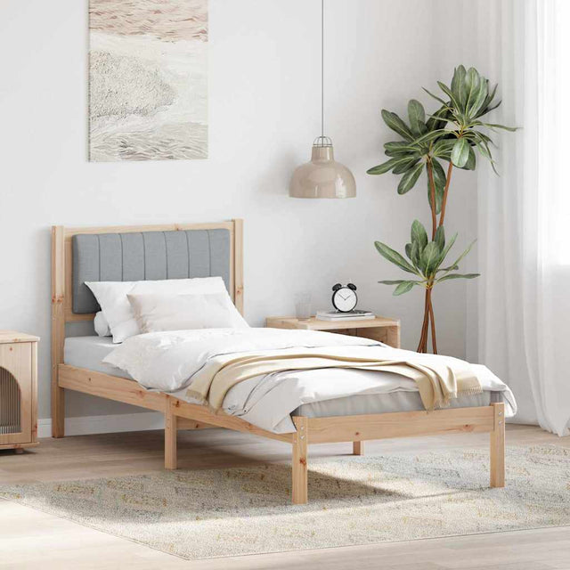 Vidaxl bedframe met gevoerd hoofdgedeelte lichtgrijs 75 x 190 cm