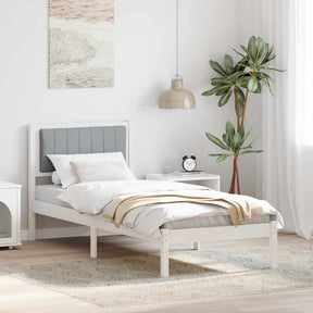 Vidaxl bedframe met gevoerd hoofdgedeelte lichtgrijs 75 x 190 cm