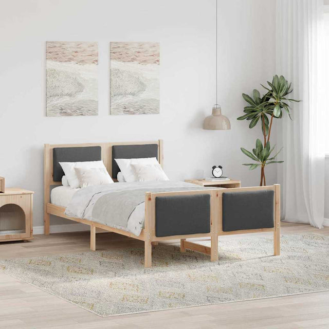 Vidaxl bedframe met hoofdeinde donkergrijs 120 x 200 cm stof