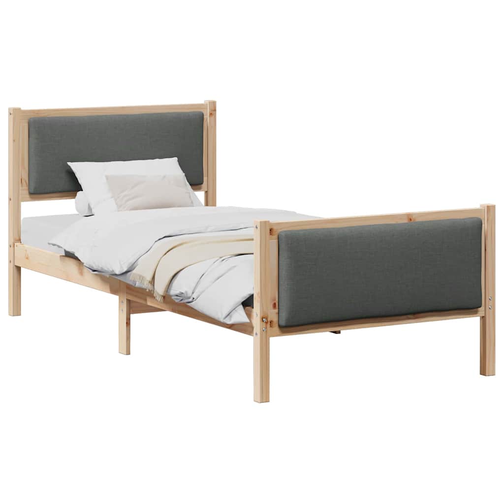 Vidaxl bedframe met hoofdeinde donkergrijs 90 x 200 cm stof