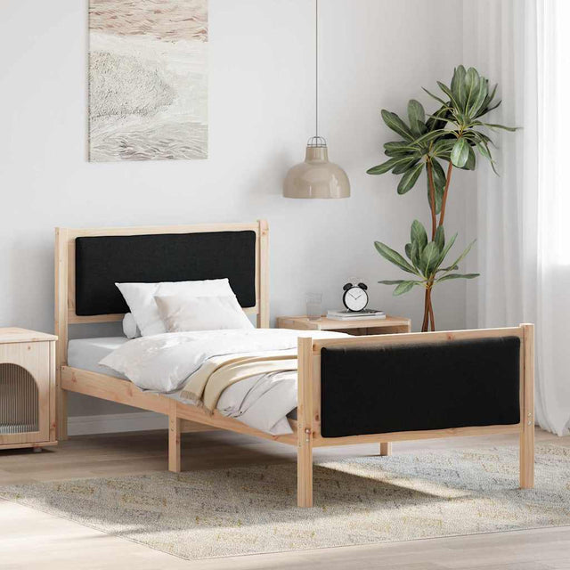 Vidaxl bedframe met hoofdeinde zwart 90 x 200 cm stof