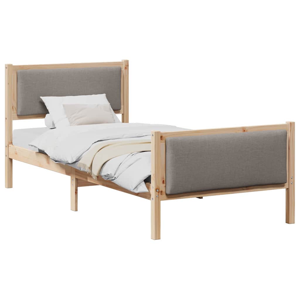 Vidaxl bedframe met hoofdeinde taupe 90 x 200 cm stof