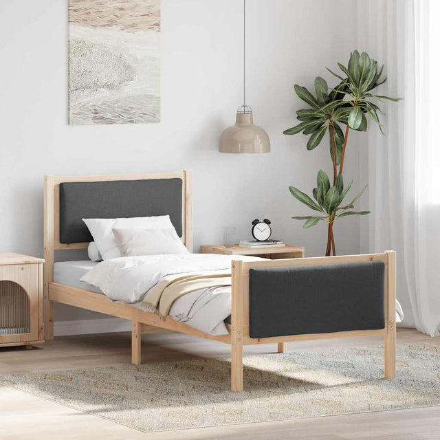 Vidaxl bedframe met hoofdeinde donkergrijs 80 x 200 cm stof