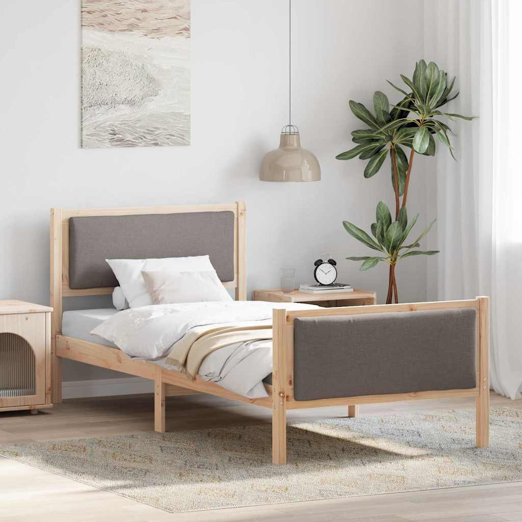 Vidaxl bedframe met hoofdeinde taupe 90 x 190 cm stof