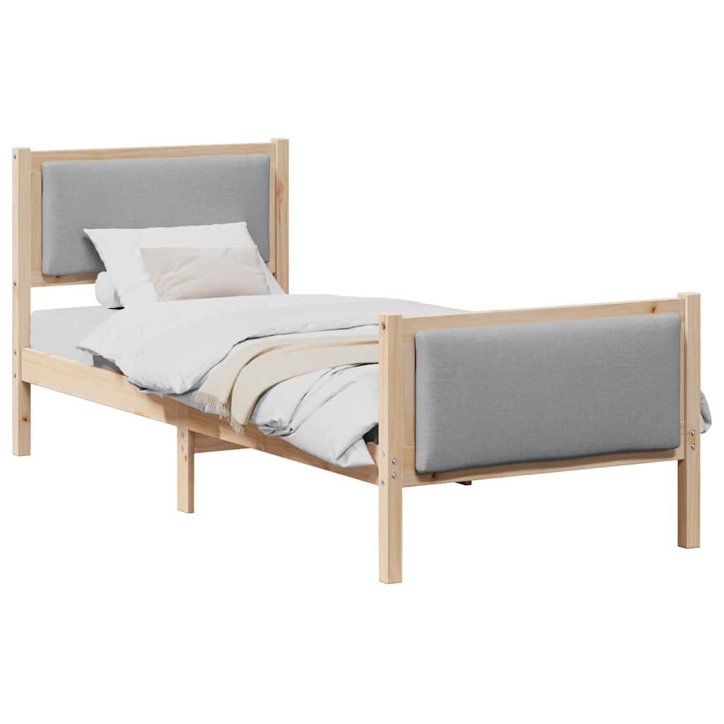 Vidaxl bedframe met hoofdeinde lichtgrijs 75 x 190 cm stof