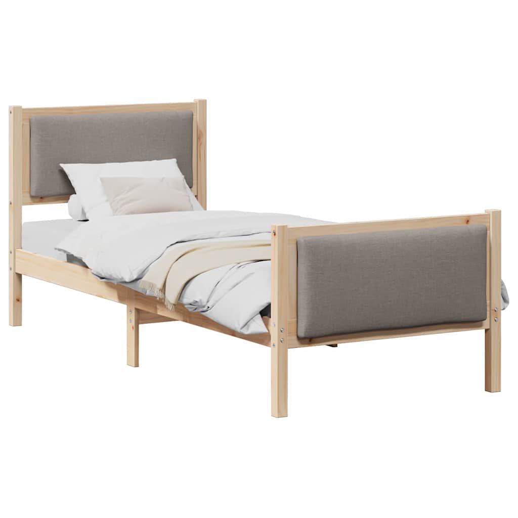 Vidaxl bedframe met hoofdeinde taupe 75 x 190 cm stof