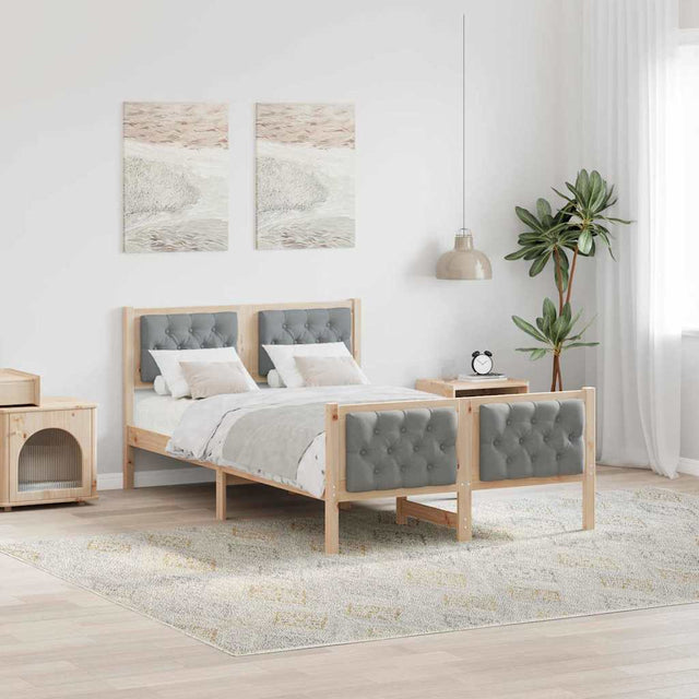 Vidaxl bedframe lichtgrijs 120 x 190 cm massief grenenhout