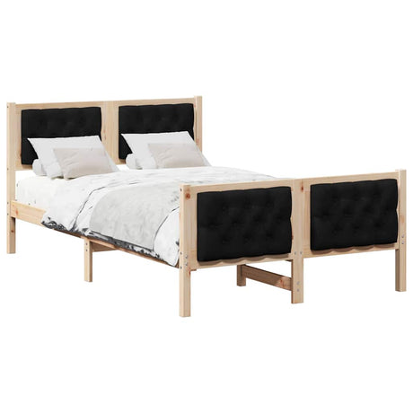 Vidaxl bedframe met hoofdeinde zwart 120 x 190 cm massief grenenhout