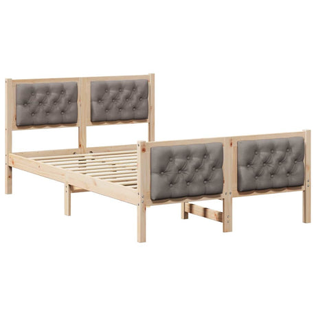 Vidaxl bedframe met hoofdeinde taupe 120 x 190 cm massief grenenhout