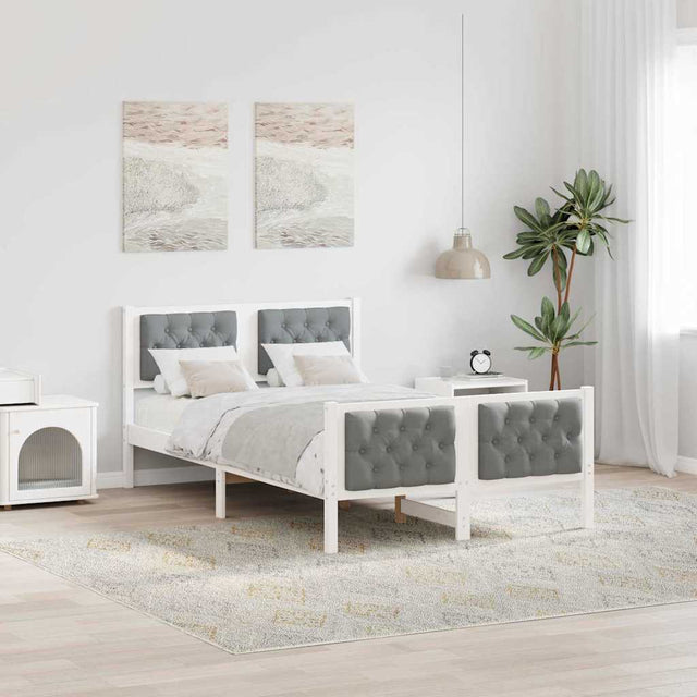 Vidaxl bedframe lichtgrijs 120 x 190 cm massief grenenhout