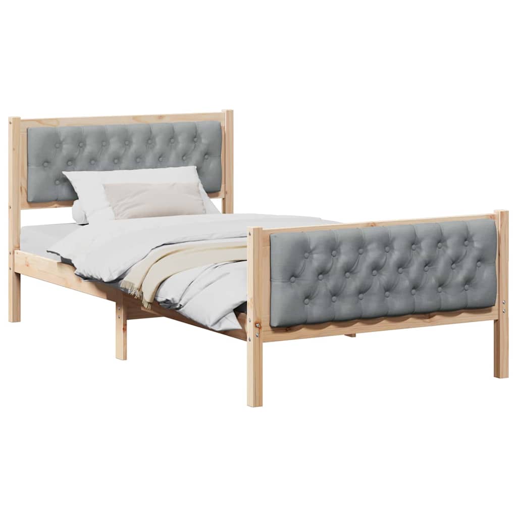 Vidaxl bedframe lichtgrijs 100 x 200 cm massief grenenhout