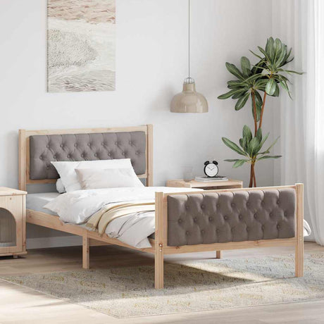 Vidaxl bedframe met hoofdeinde taupe 100 x 200 cm massief grenenhout