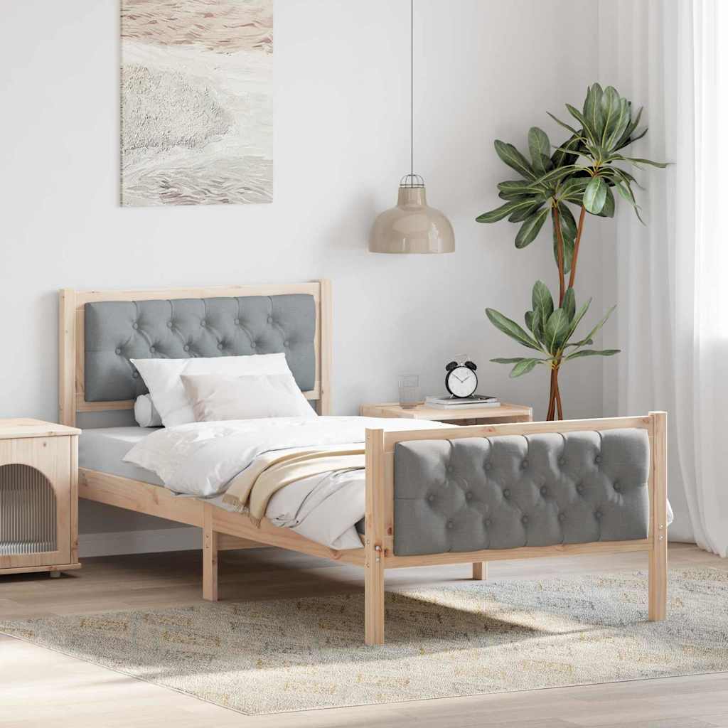Vidaxl bedframe lichtgrijs 90 x 200 cm massief grenenhout