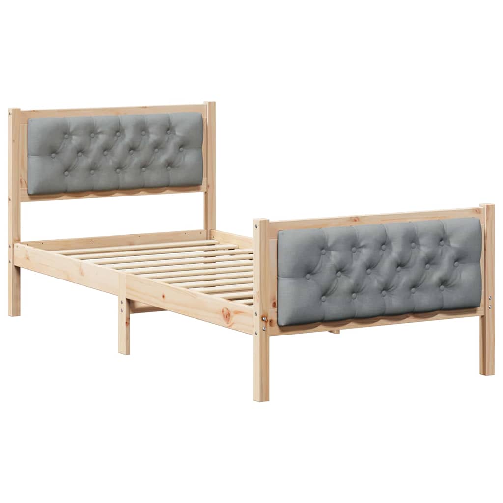 Vidaxl bedframe lichtgrijs 90 x 200 cm massief grenenhout
