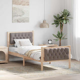 Vidaxl bedframe met hoofdeinde taupe 80 x 200 cm massief grenenhout