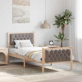 Vidaxl bedframe met hoofdeinde taupe 80 x 200 cm massief grenenhout