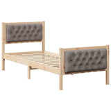 Vidaxl bedframe met hoofdeinde taupe 80 x 200 cm massief grenenhout