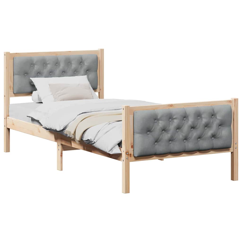 Vidaxl bedframe lichtgrijs 90 x 190 cm massief grenenhout
