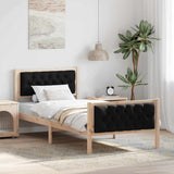 Vidaxl bedframe met hoofdeinde zwart 90 x 190 cm massief grenenhout