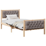 Vidaxl bedframe met hoofdeinde taupe 90 x 190 cm massief grenenhout