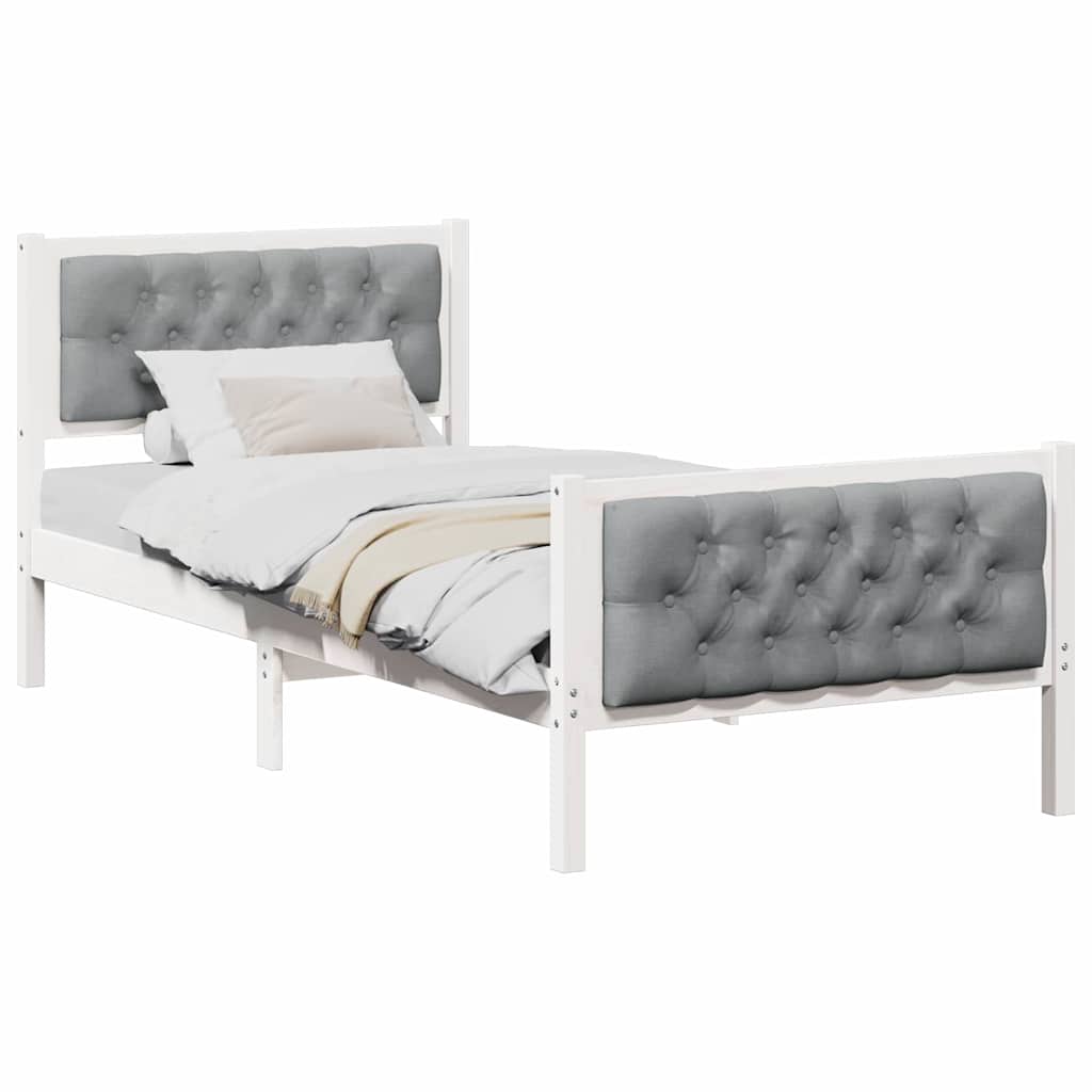 Vidaxl bedframe lichtgrijs 90 x 190 cm massief grenenhout