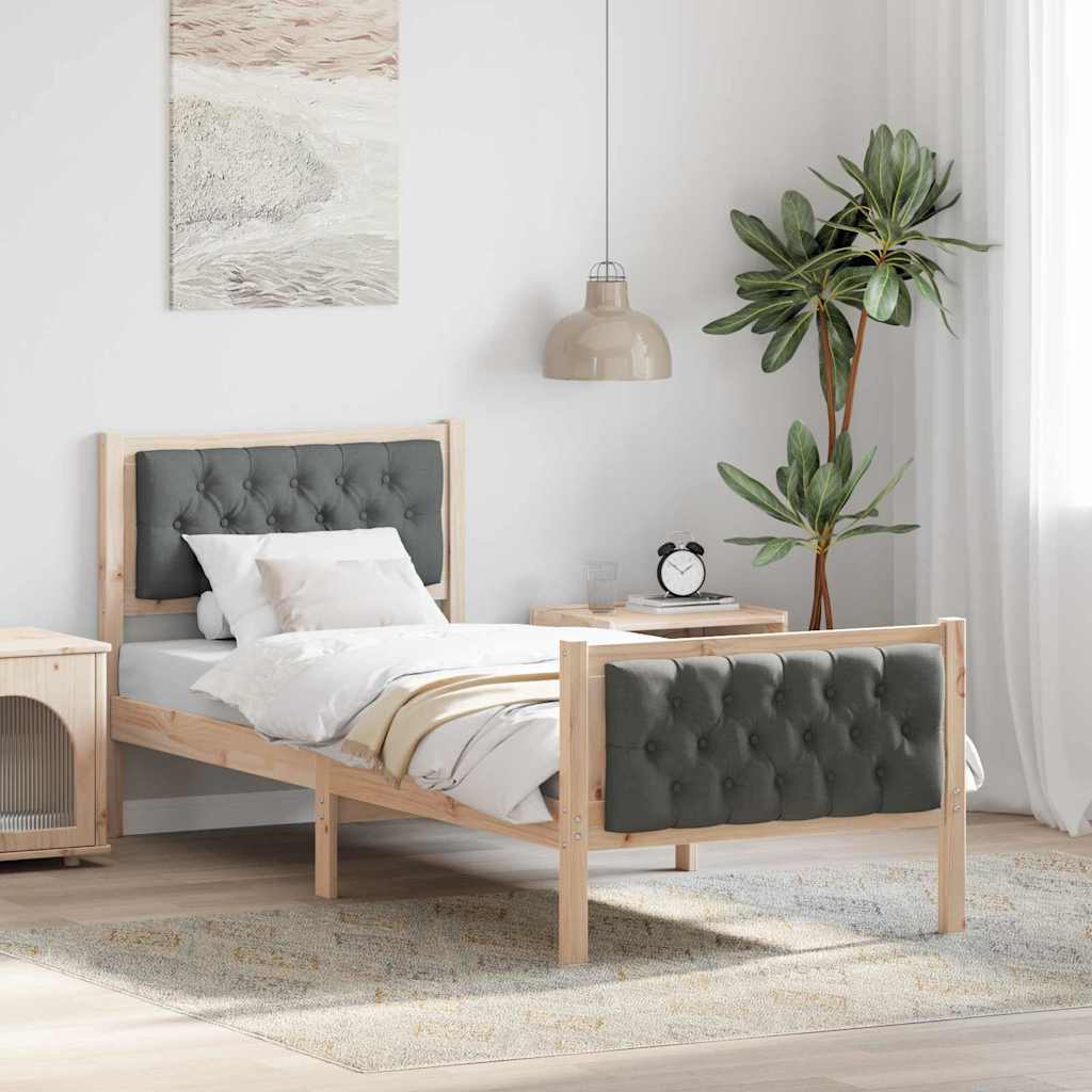 Vidaxl bedframe donkergrijs 75 x 190 cm massief grenenhout