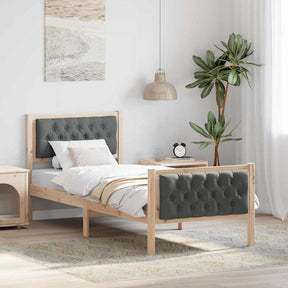 Vidaxl bedframe donkergrijs 75 x 190 cm massief grenenhout