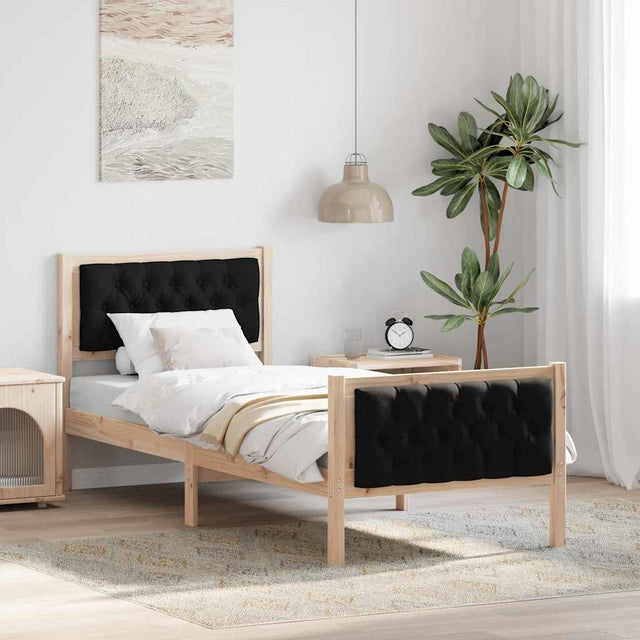 Vidaxl bedframe zwart 75 x 190 cm massief grenenhout