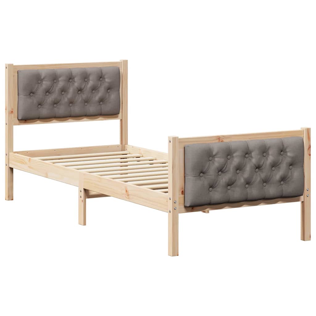 Vidaxl bedframe taupe 75 x 190 cm massief grenenhout
