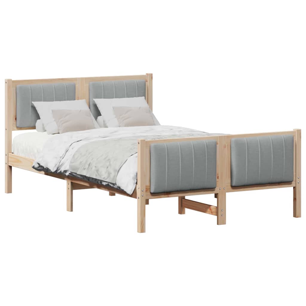 Vidaxl bedframe bruin en lichtgrijs 120 x 190 cm massief grenenhout
