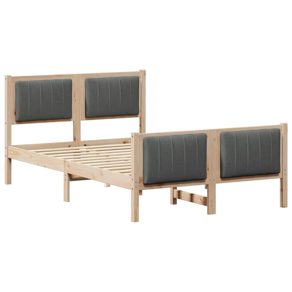 Vidaxl bedframe bruin en donkergrijs 120 x 190 cm massief grenenhout