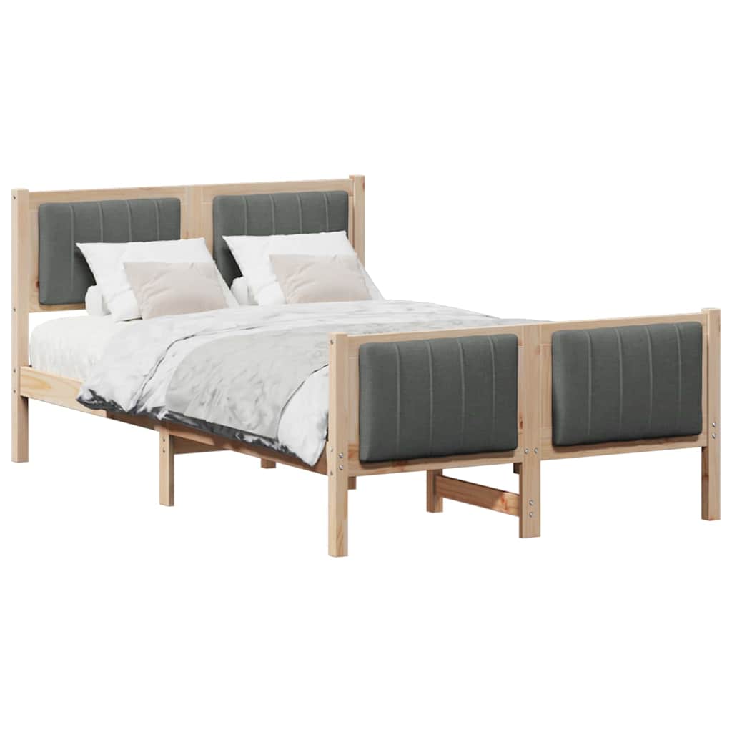 Vidaxl bedframe bruin en donkergrijs 120 x 190 cm massief grenenhout