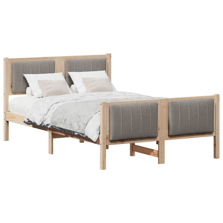 Vidaxl bedframe bruin en taupe 120 x 190 cm massief grenenhout