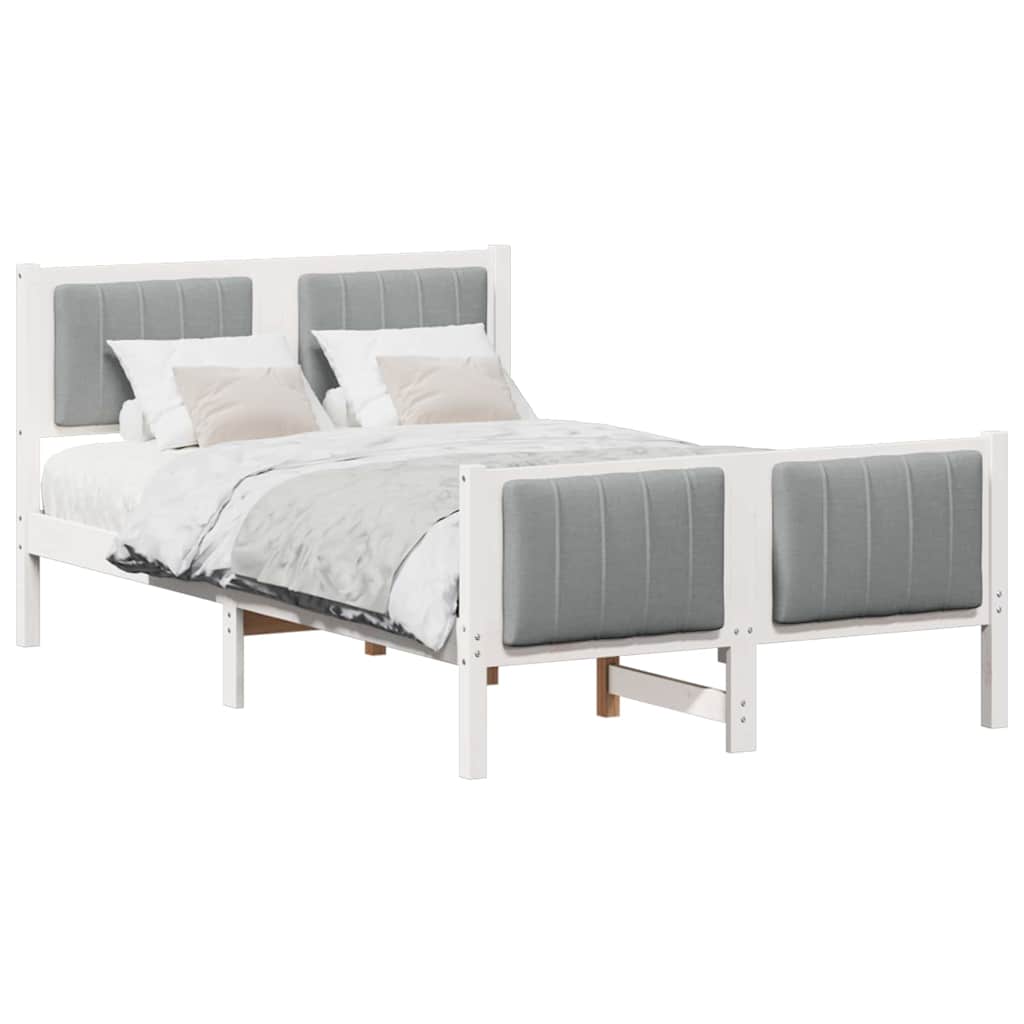 Vidaxl bedframe wit en lichtgrijs 120 x 190 cm massief grenenhout