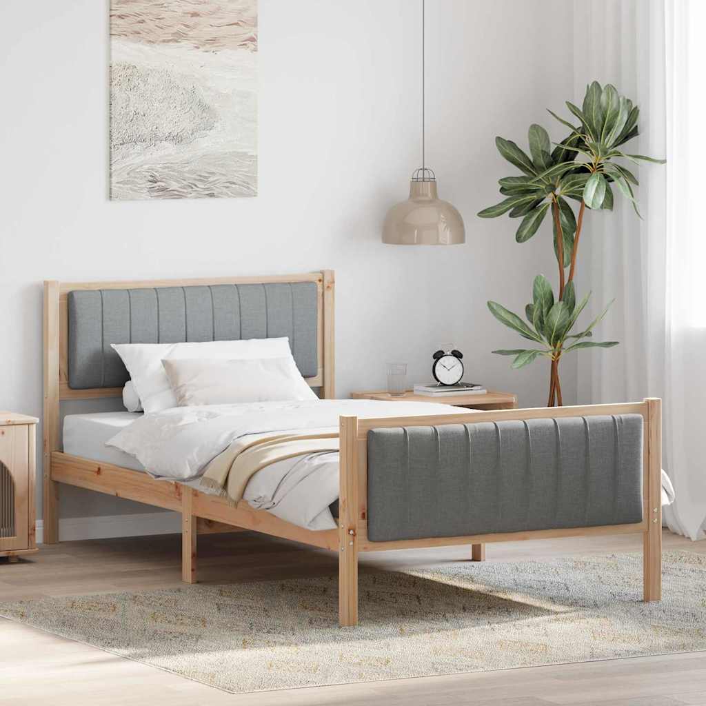 Vidaxl bedframe bruin en lichtgrijs 100 x 200 cm massief grenenhout