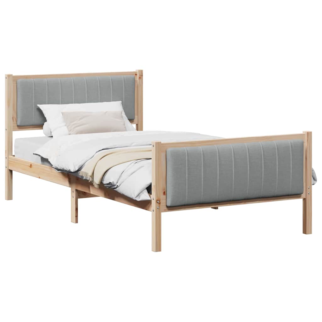 Vidaxl bedframe bruin en lichtgrijs 100 x 200 cm massief grenenhout