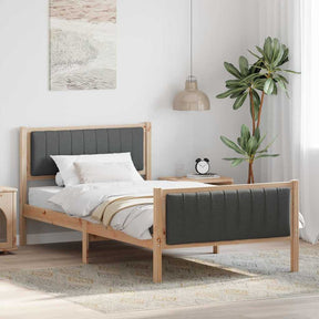 Vidaxl bedframe bruin en donkergrijs 100 x 200 cm massief grenenhout