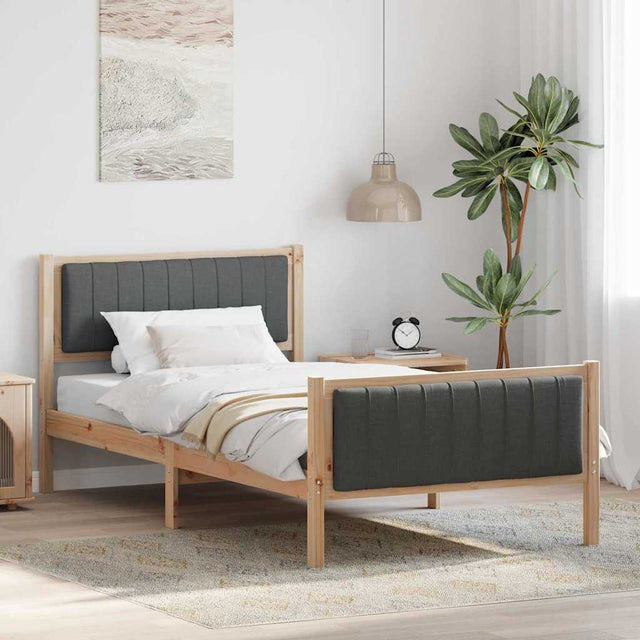 Vidaxl bedframe bruin en donkergrijs 100 x 200 cm massief grenenhout